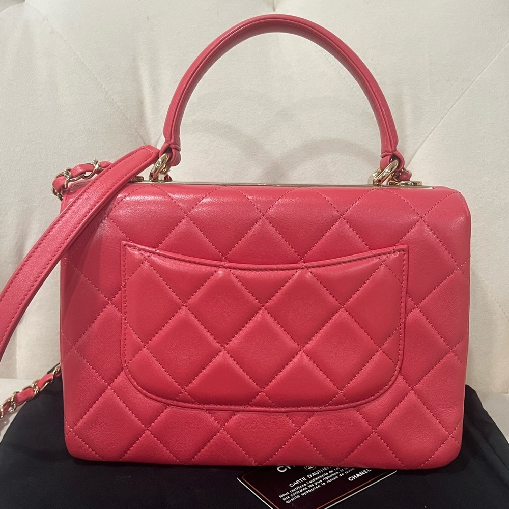 🌸🌸Pink CHANEL Trendy Quilted Top Handle Shoulder Bag in with Gold Hardware - Picture 9 of 15